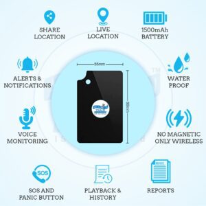 Acumen Track ID CARD Employee ID/Student ID Tracking device with Voice monitoring One year Free Mobile App