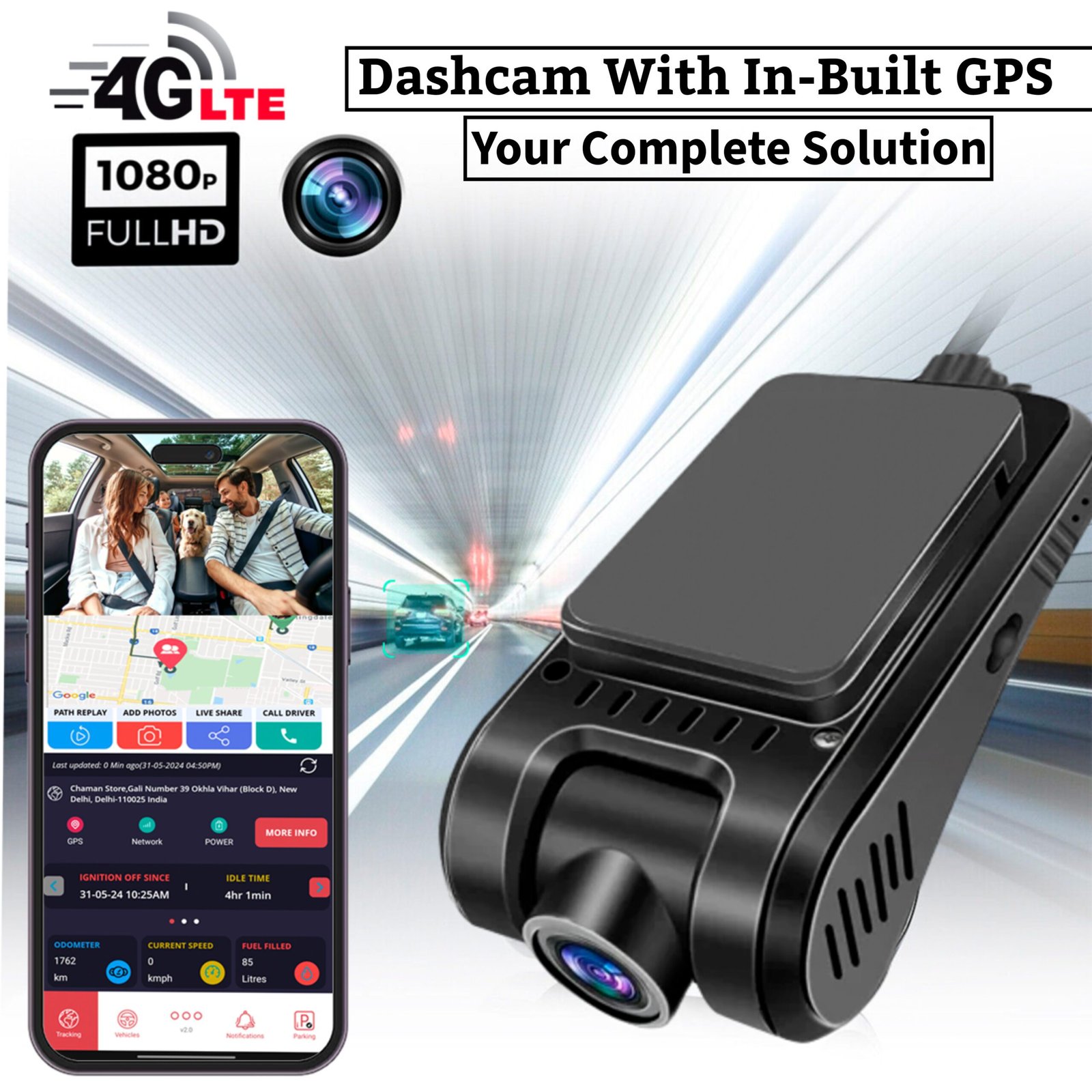 Acumen Track Dashcam Z1 4G, 1080P Full HD Recording, Real-Time GPS  Tracking, SOS Button, Collision Alarm Recording, Driving Behaviour  Monitoring,